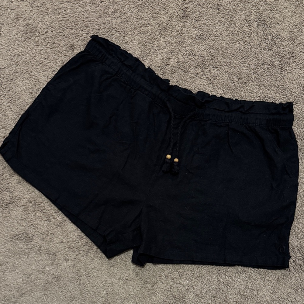 Hang Ten Linen/Rayon Shorts-XXL-Black-PullOn with Drawstring-Front Pockets-EUC